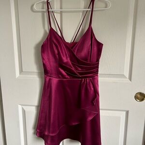 Elegant Burgundy Satin Dress